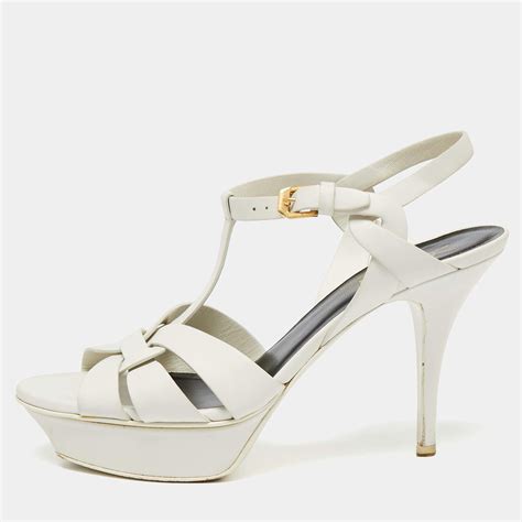 white ysl tribute sandals|ysl tribute platform sandals.